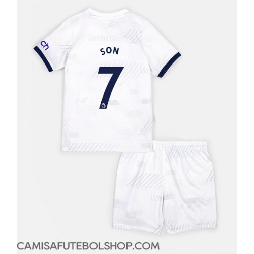 Camisa de time de futebol Tottenham Hotspur Son Heung-min #7 Replicas 1º Equipamento Infantil 2023-24 Manga Curta (+ Calças curtas)